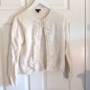 Privé 100% White Cashmere Crocheted Pom-Pom Sweater- New Without Tag - Vintage